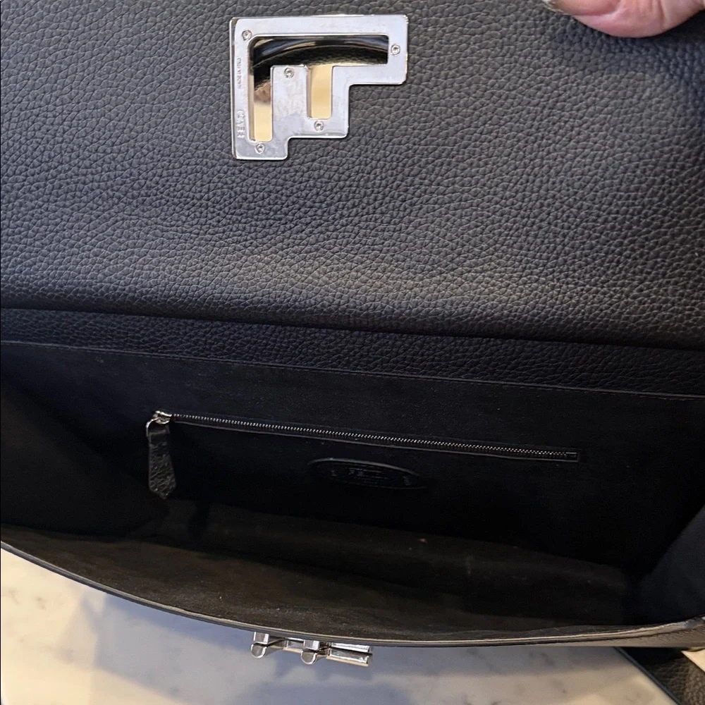 Fendi Black Textured Leather Briefcase